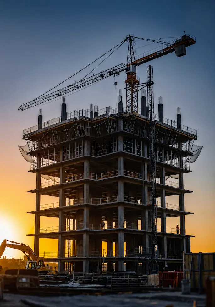 construction-high-rise-building-sunset